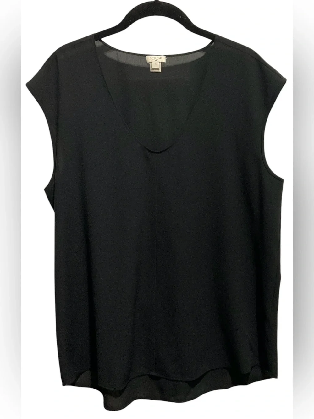 J.Crew Black Sleeveless Draped Blouse - Size 14